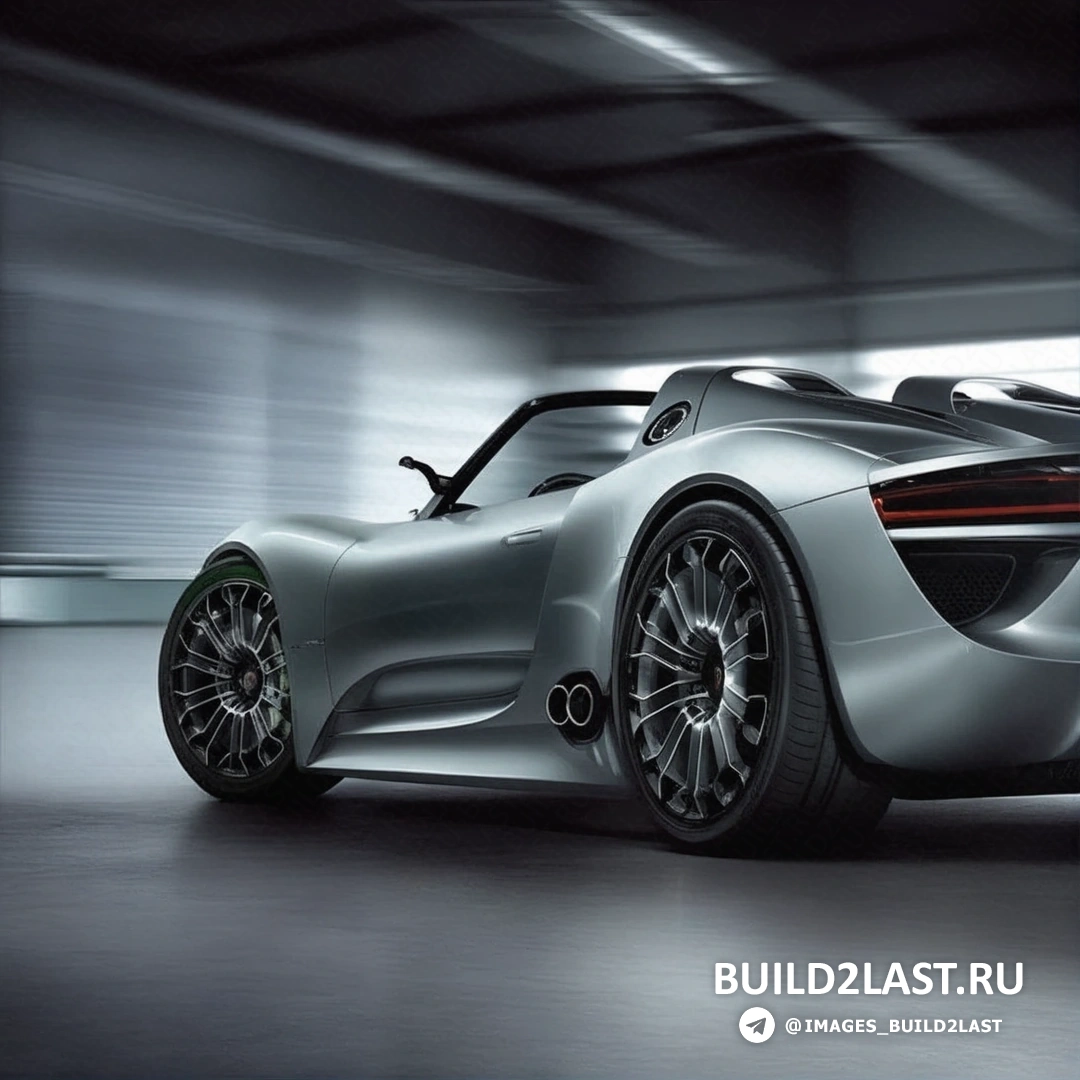 Немецкий суперкар Porsche 918 Spyder с металликом на фоне открытой дороги