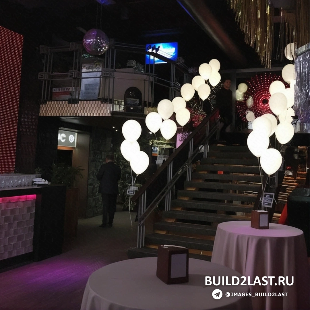 Розовые, белые и голубые воздушные шары в декоре