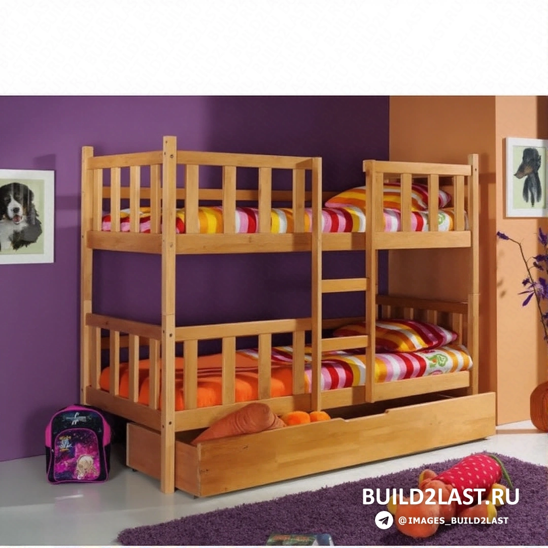 Современная детская с двухъярусной кроватью, серыми и красными оттенками, шкафом и системами хранения
